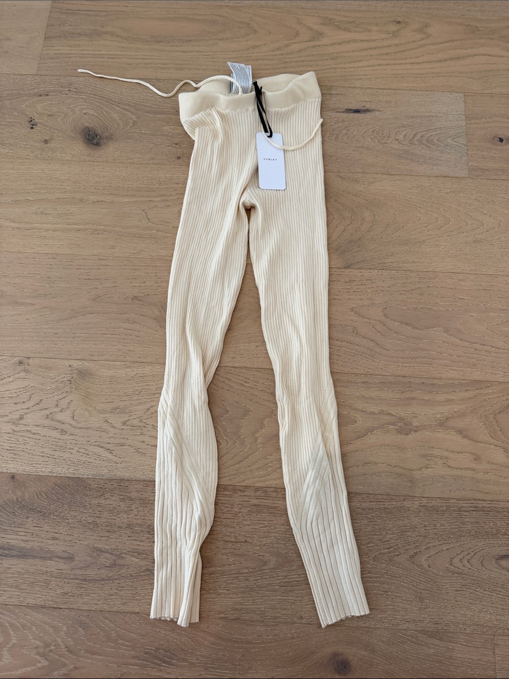 Varley Cream Ribbed Leggings